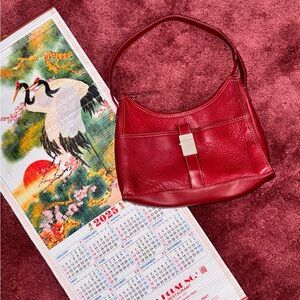 Elegant Red Leather Kenneth Cole Handbag